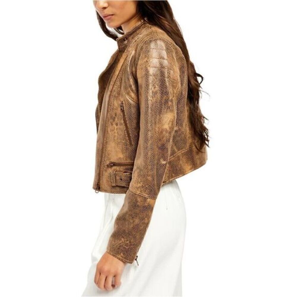 Free People NEW Faux Vegan-Leather Moto Jacket XS - Picture 3 of 7